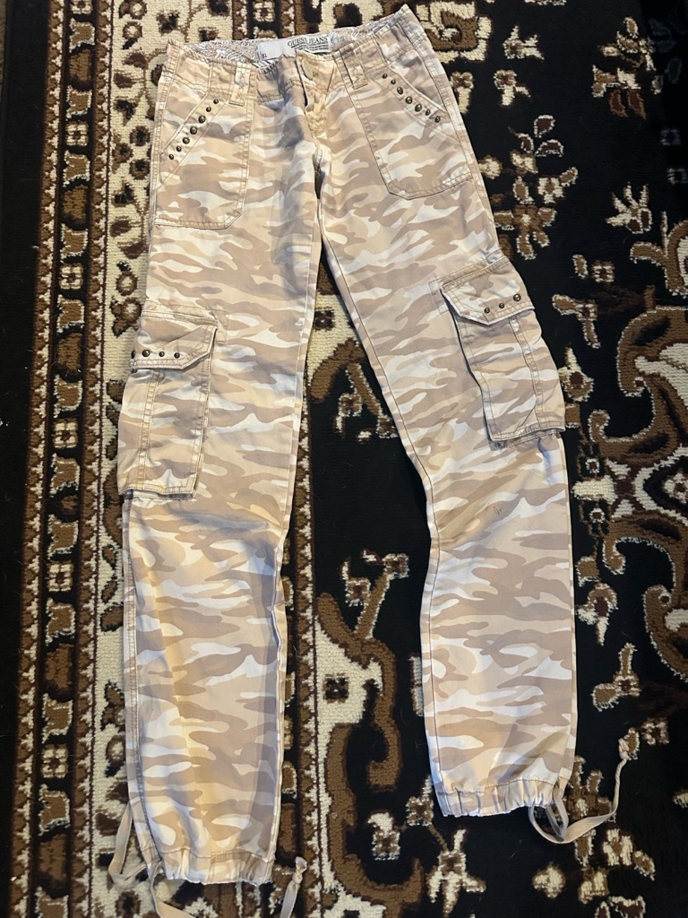 Guess Jeans Beige Camo Cargo Pants